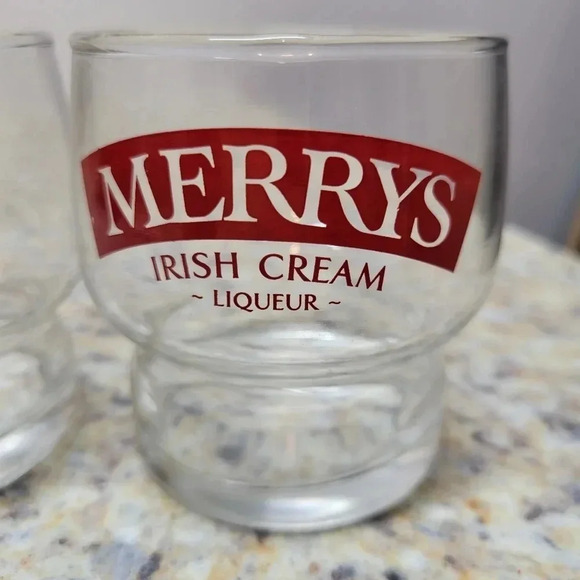 🌴3/$15🌴 Merry's Irish Cream ● liqueur glasses ● Vintage ● Set of 2 Bar Set - Picture 4 of 6